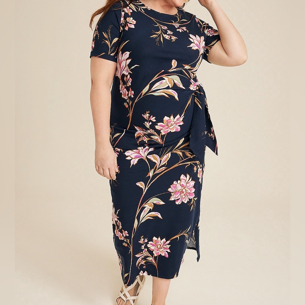 NWT Maurice’s  Plus Size 24/7 Waist Tie Midi Dress